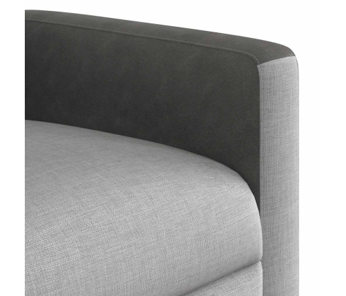 Sillón reclinable elevable de tela gris nube