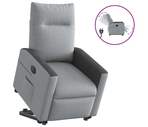 Sillón eléctrico reclinable elevable de tela gris claro