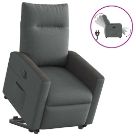 Sillón eléctrico reclinable elevable de tela gris oscuro