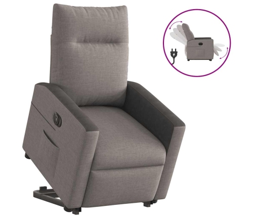 Sillón eléctrico reclinable elevable de tela gris taupe