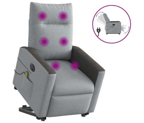 Sillón de masaje eléctrico reclinable elevable tela gris claro