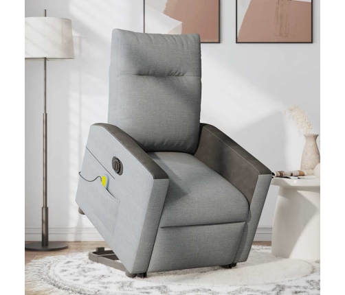 Sillón de masaje eléctrico reclinable elevable tela gris claro