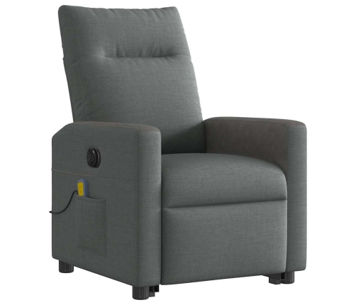 Sillón de masaje eléctrico reclinable elevable tela gris oscuro