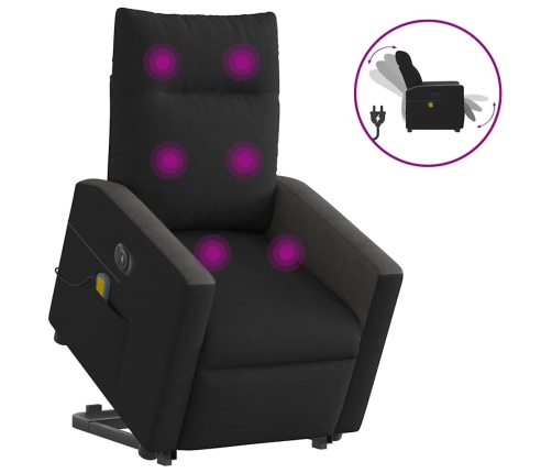 Sillón de masaje eléctrico reclinable elevable tela negro