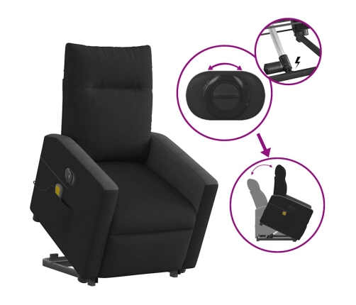 Sillón de masaje eléctrico reclinable elevable tela negro