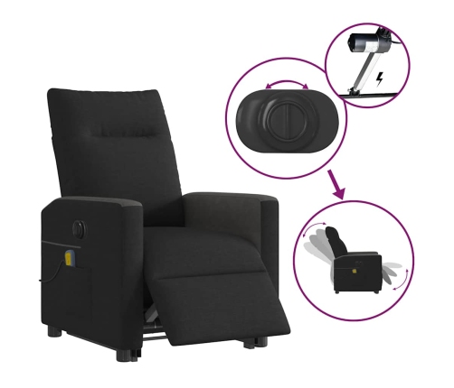 Sillón de masaje eléctrico reclinable elevable tela negro