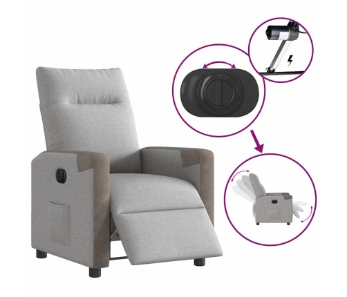 Sillón reclinable eléctrico de tela gris nube