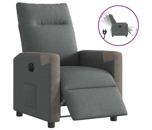 Sillón reclinable eléctrico de tela gris oscuro