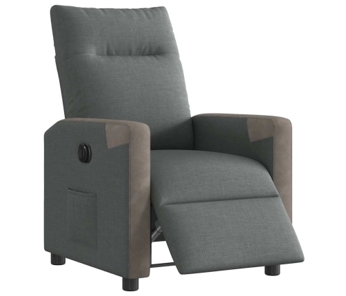 Sillón reclinable eléctrico de tela gris oscuro