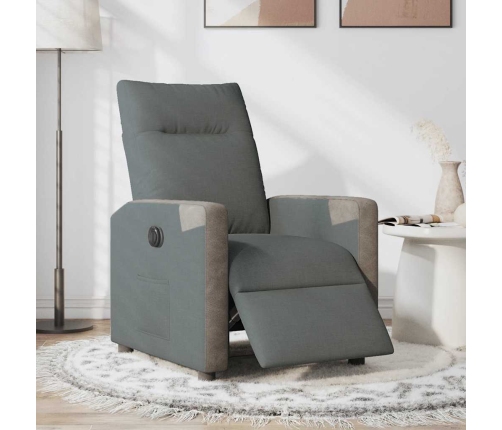 Sillón reclinable eléctrico de tela gris oscuro