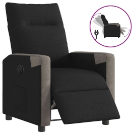 Sillón reclinable eléctrico de tela negro