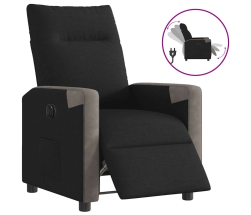 Sillón reclinable eléctrico de tela negro