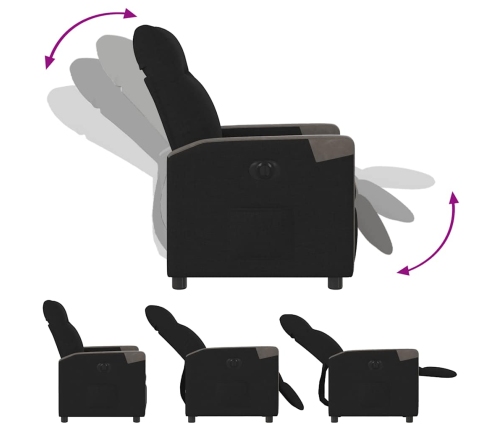 Sillón reclinable eléctrico de tela negro