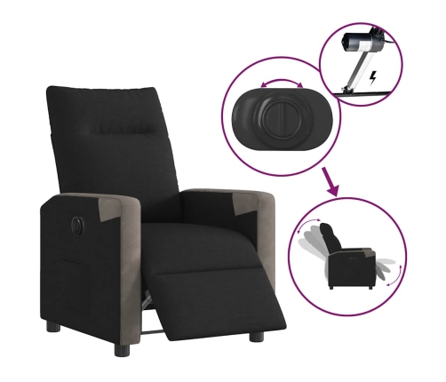 Sillón reclinable eléctrico de tela negro