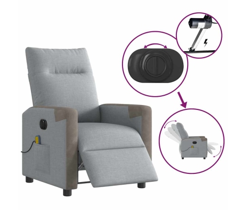 Sillón reclinable de masaje eléctrico tela gris claro