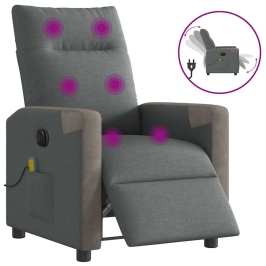 Sillón reclinable de masaje eléctrico tela gris oscuro