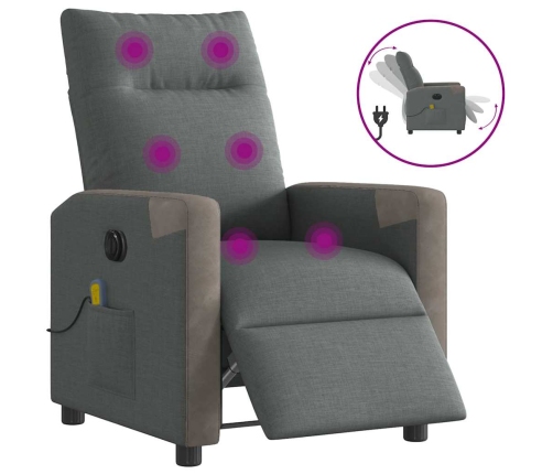 Sillón reclinable de masaje eléctrico tela gris oscuro