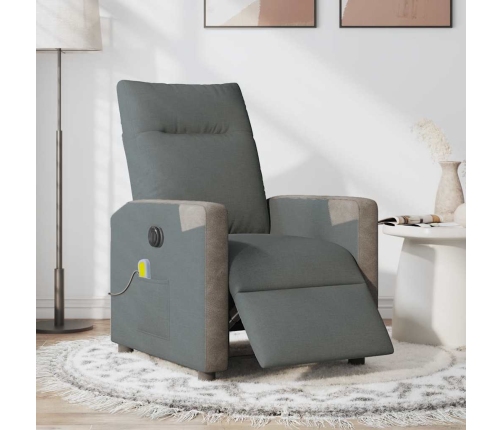 Sillón reclinable de masaje eléctrico tela gris oscuro