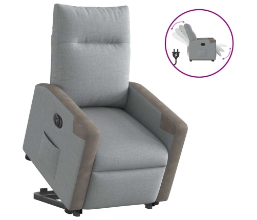 Sillón eléctrico reclinable elevable de tela gris claro