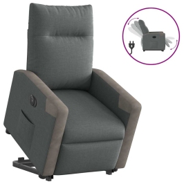 Sillón eléctrico reclinable elevable de tela gris oscuro