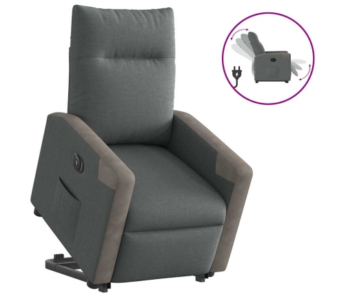 Sillón eléctrico reclinable elevable de tela gris oscuro