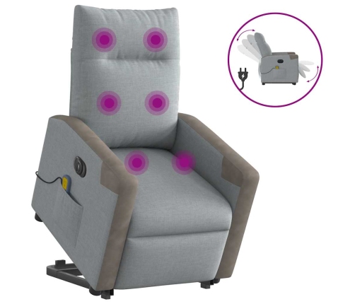 Sillón de masaje eléctrico reclinable elevable tela gris claro