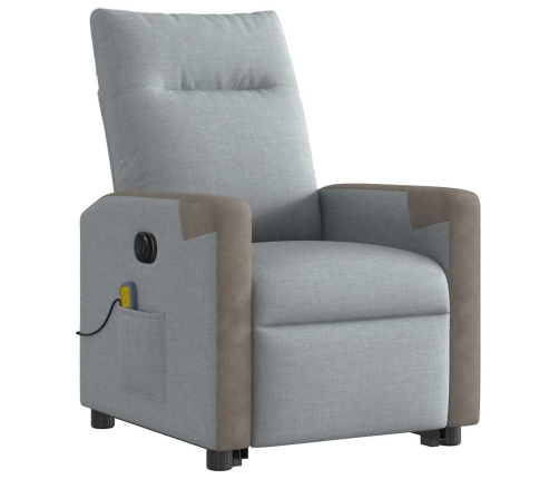 Sillón de masaje eléctrico reclinable elevable tela gris claro