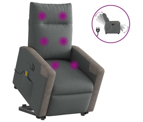 Sillón de masaje eléctrico reclinable elevable tela gris oscuro