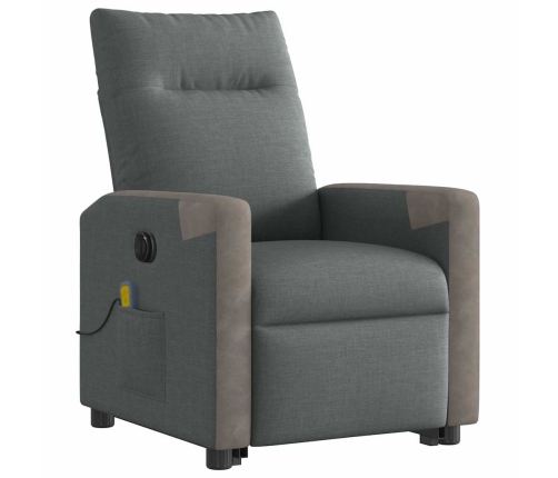 Sillón de masaje eléctrico reclinable elevable tela gris oscuro