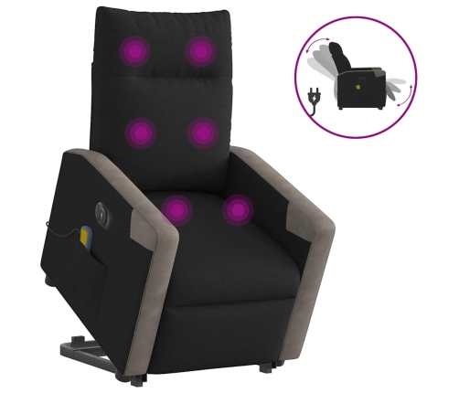 Sillón de masaje eléctrico reclinable elevable tela negro