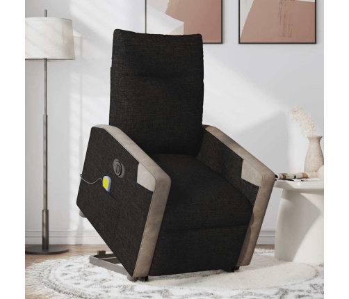 Sillón de masaje eléctrico reclinable elevable tela negro