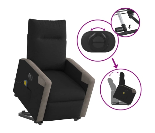 Sillón de masaje eléctrico reclinable elevable tela negro