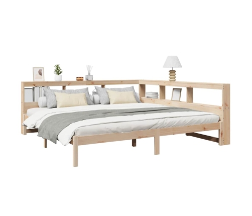 Cama con estantería sin colchón madera maciza de pino 200x200cm