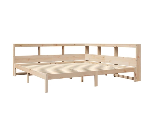 Cama con estantería sin colchón madera maciza de pino 200x200cm