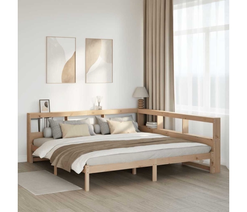 Cama con estantería sin colchón madera maciza de pino 200x200cm