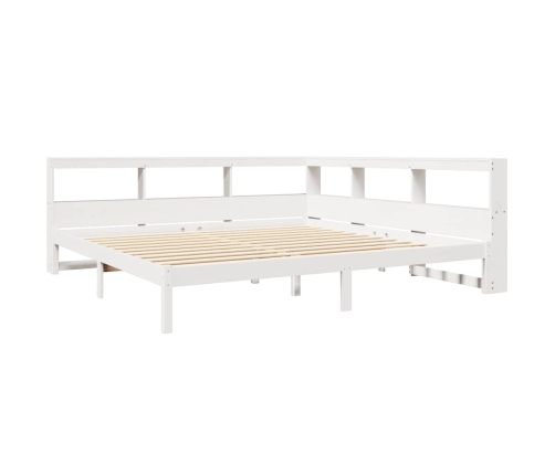 Cama con estantería sin colchón madera maciza blanca 200x200 cm