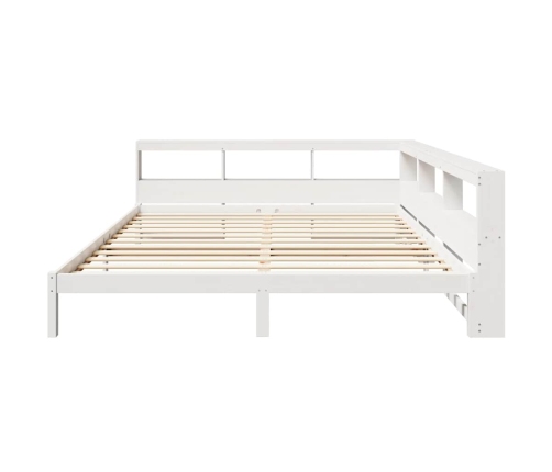 Cama con estantería sin colchón madera maciza blanca 200x200 cm