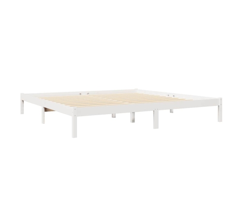 Cama con estantería sin colchón madera maciza blanca 200x200 cm