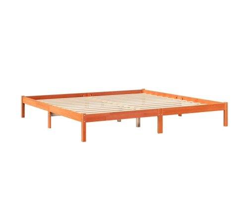 Cama con estantería sin colchón madera maciza marrón 200x200 cm