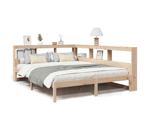 Cama con estantería sin colchón madera maciza de pino 160x200cm