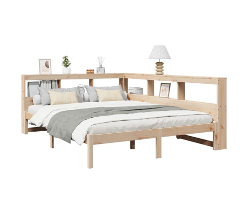 Cama con estantería sin colchón madera maciza de pino 160x200cm