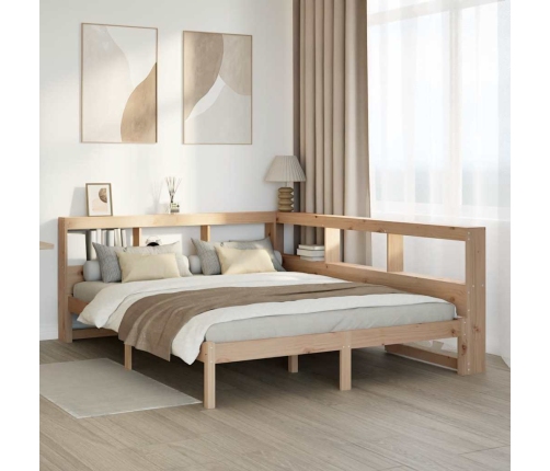 Cama con estantería sin colchón madera maciza de pino 160x200cm