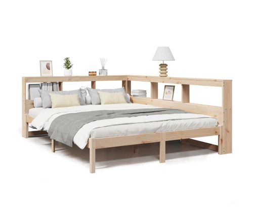 Cama con estantería sin colchón madera maciza de pino 150x200cm