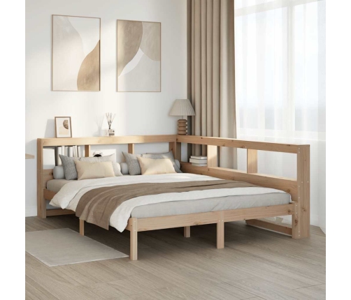 Cama con estantería sin colchón madera maciza de pino 150x200cm