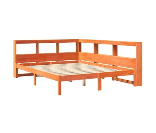 Cama con estantería sin colchón madera maciza marrón 150x200 cm