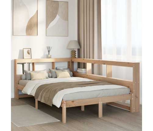 Cama con estantería sin colchón madera maciza de pino 120x200cm