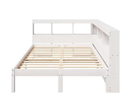 Cama con estantería sin colchón madera maciza blanca 120x200 cm