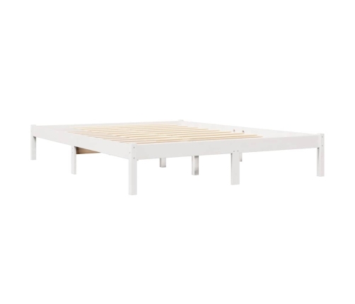 Cama con estantería sin colchón madera maciza blanca 120x200 cm