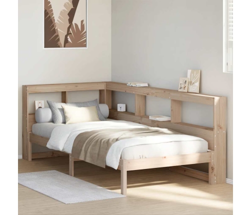 Cama con estantería sin colchón madera maciza de pino 100x200cm