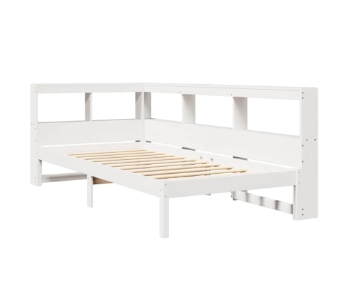 Cama con estantería sin colchón madera maciza blanca 100x200 cm